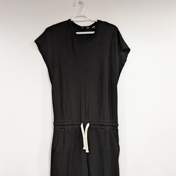 Monrow Cap Sleeve Drawstring Jumpsuit Black White Size Small - Picture 4 of 7